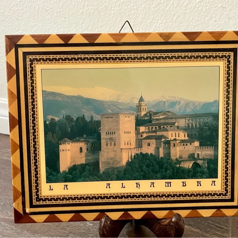 Wooden plaque Alhambra palace Granada, Spain 7/9 inch